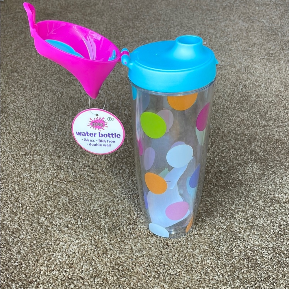 Colorful Polka Dot Plastic Water Bottle